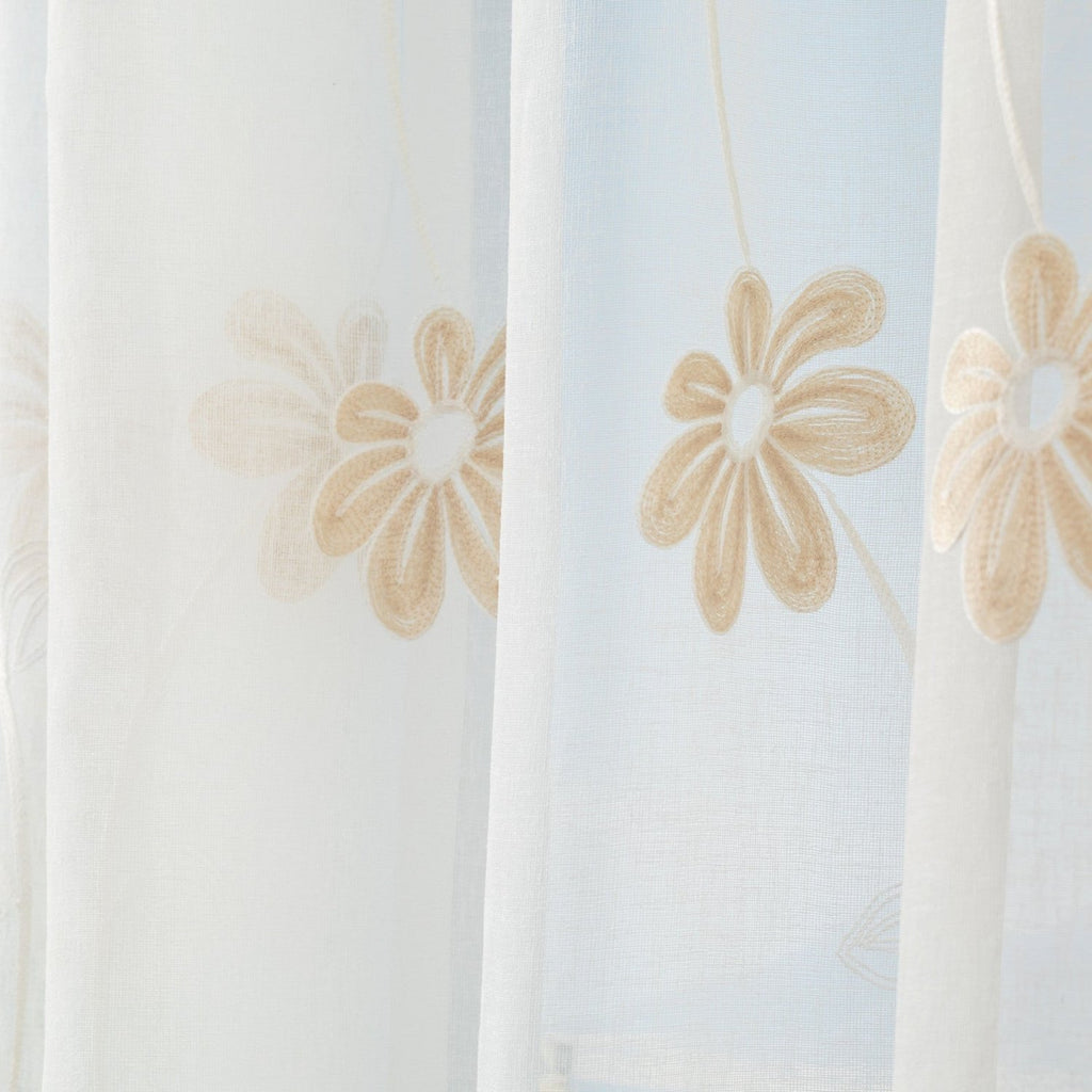 Tenda Margot ricamata con fiori beige H. 280cm | rohome | Rohome