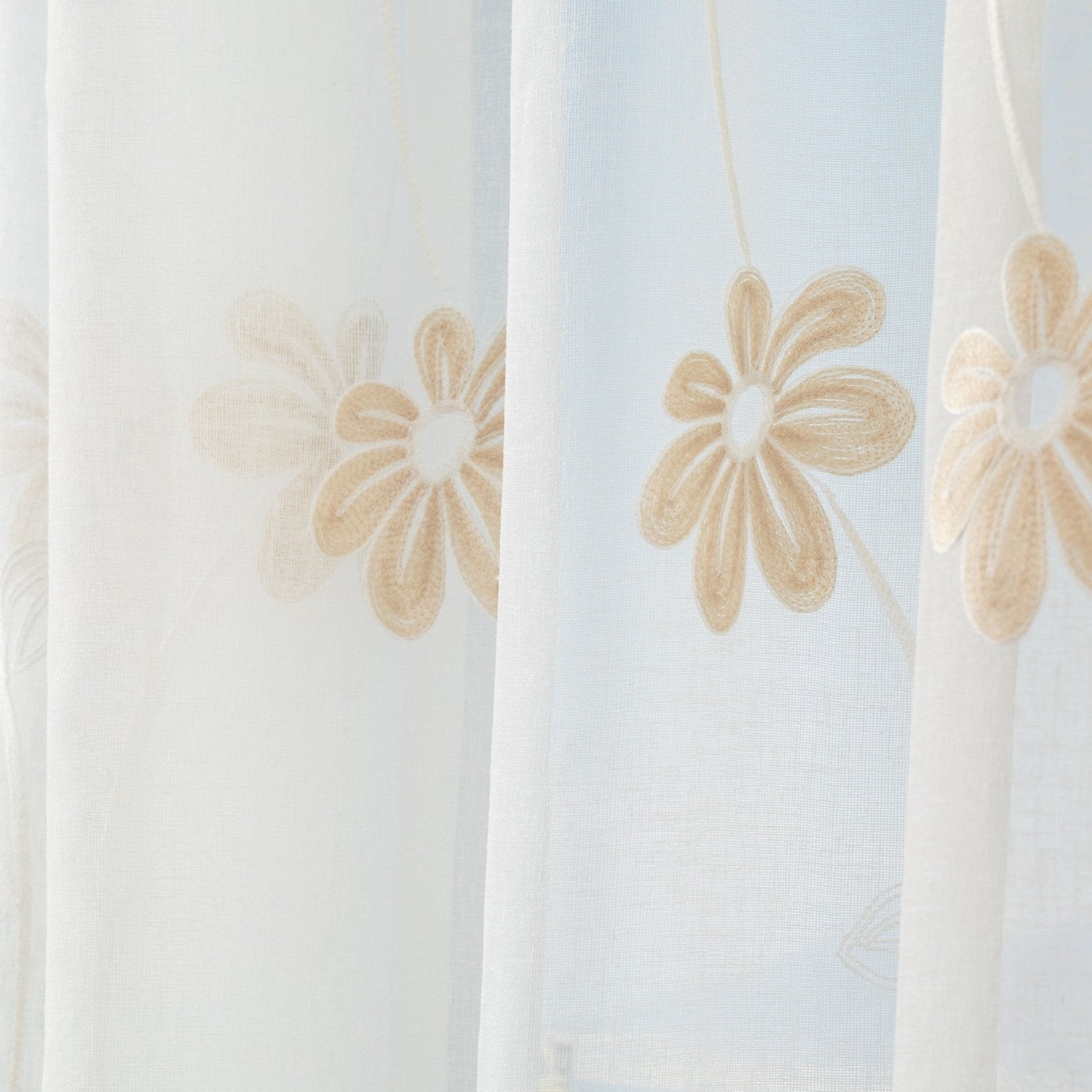 Tenda Margot ricamata con fiori beige H. 280cm | rohome | Rohome