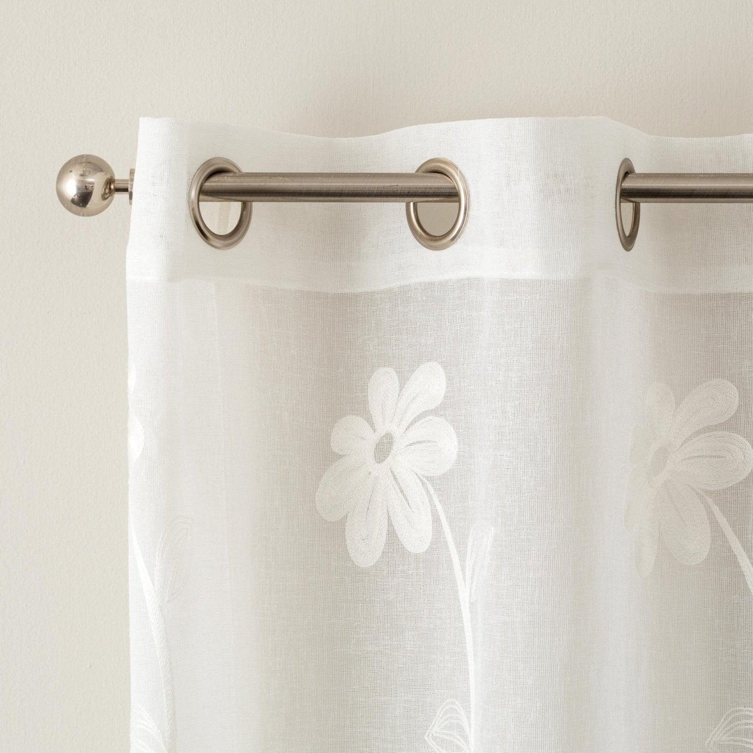 Tenda Margot ricamata con fiori H. 280cm avorio | rohome | Rohome