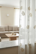 Tenda Margot ricamata con fiori Margot tortora H. 280cm | Rohome | Rohome