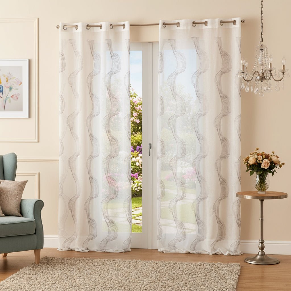Tenda Margot ricamata Square grigio H. 280cm | rohome | Rohome
