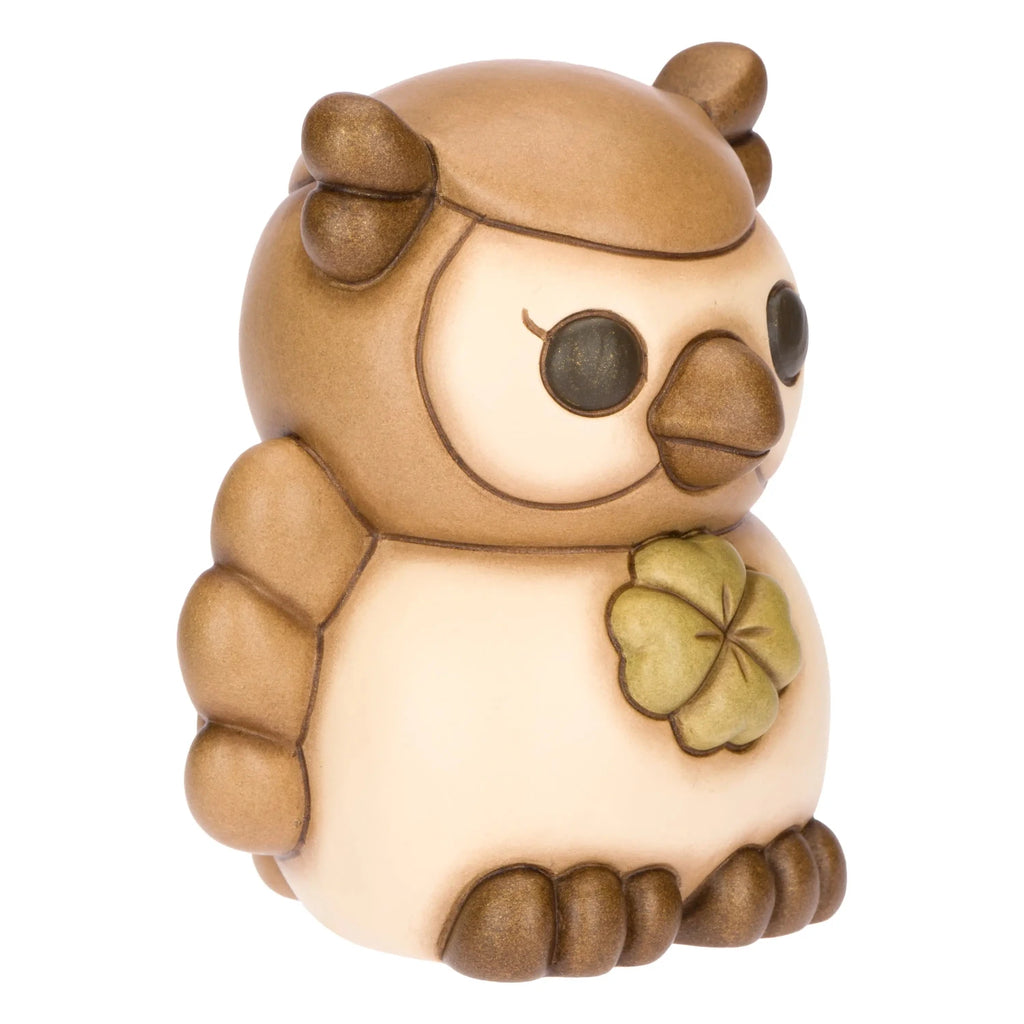 Thun- Gufo marrone con quadrifoglio in ceramica | rohome | Rohome