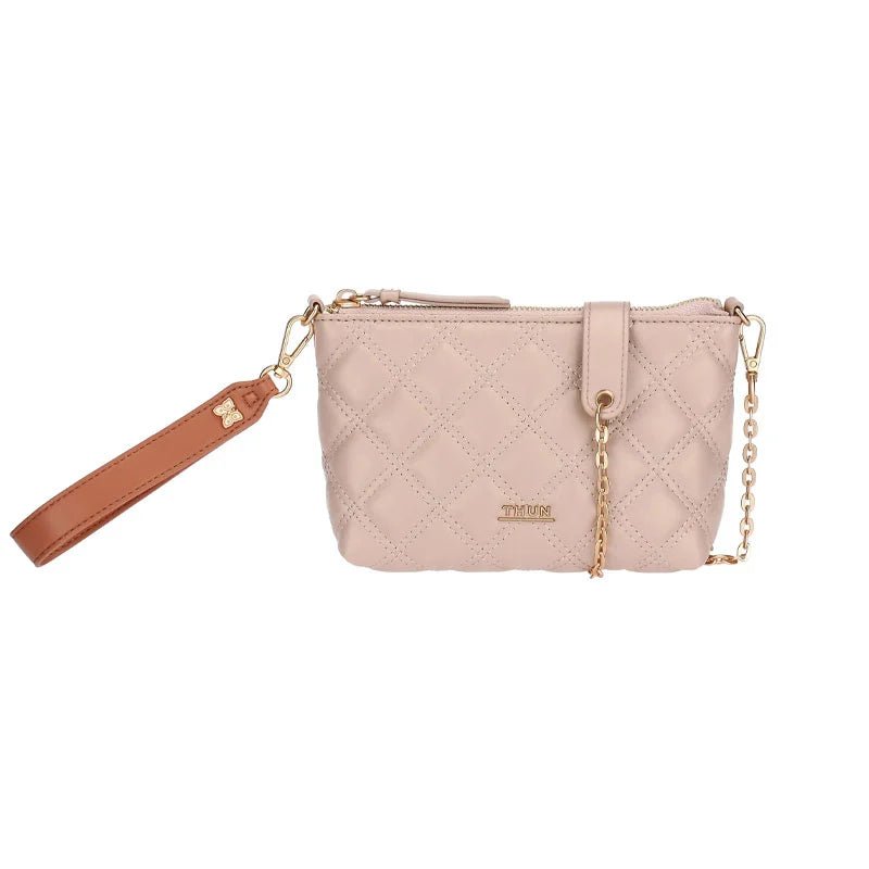 Thun – Pochette trapuntata in ecopelle con tracolla nocciola | Rohome | Rohome