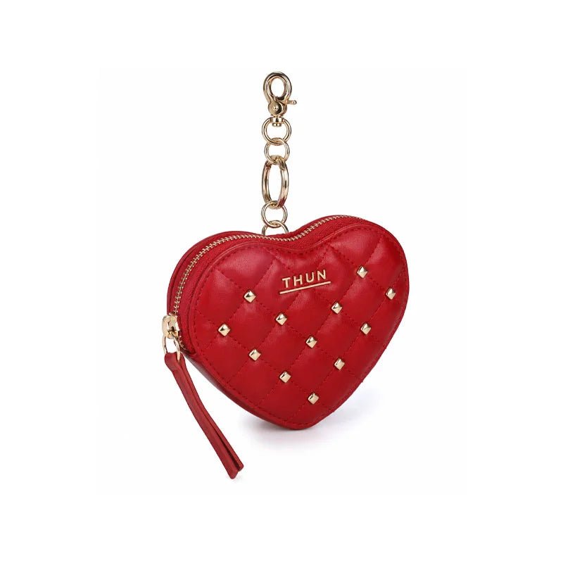 Thun – Portachiavi a forma di cuore in ecopelle con borchie colore ribes | Rohome | Rohome