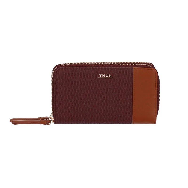 Thun – Portafoglio in ecopelle con doppia zip, viola/marrone | Rohome | Rohome