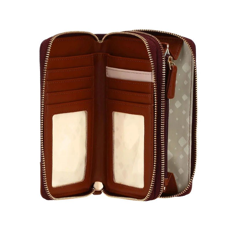 Thun – Portafoglio in ecopelle con doppia zip, viola/marrone | Rohome | Rohome