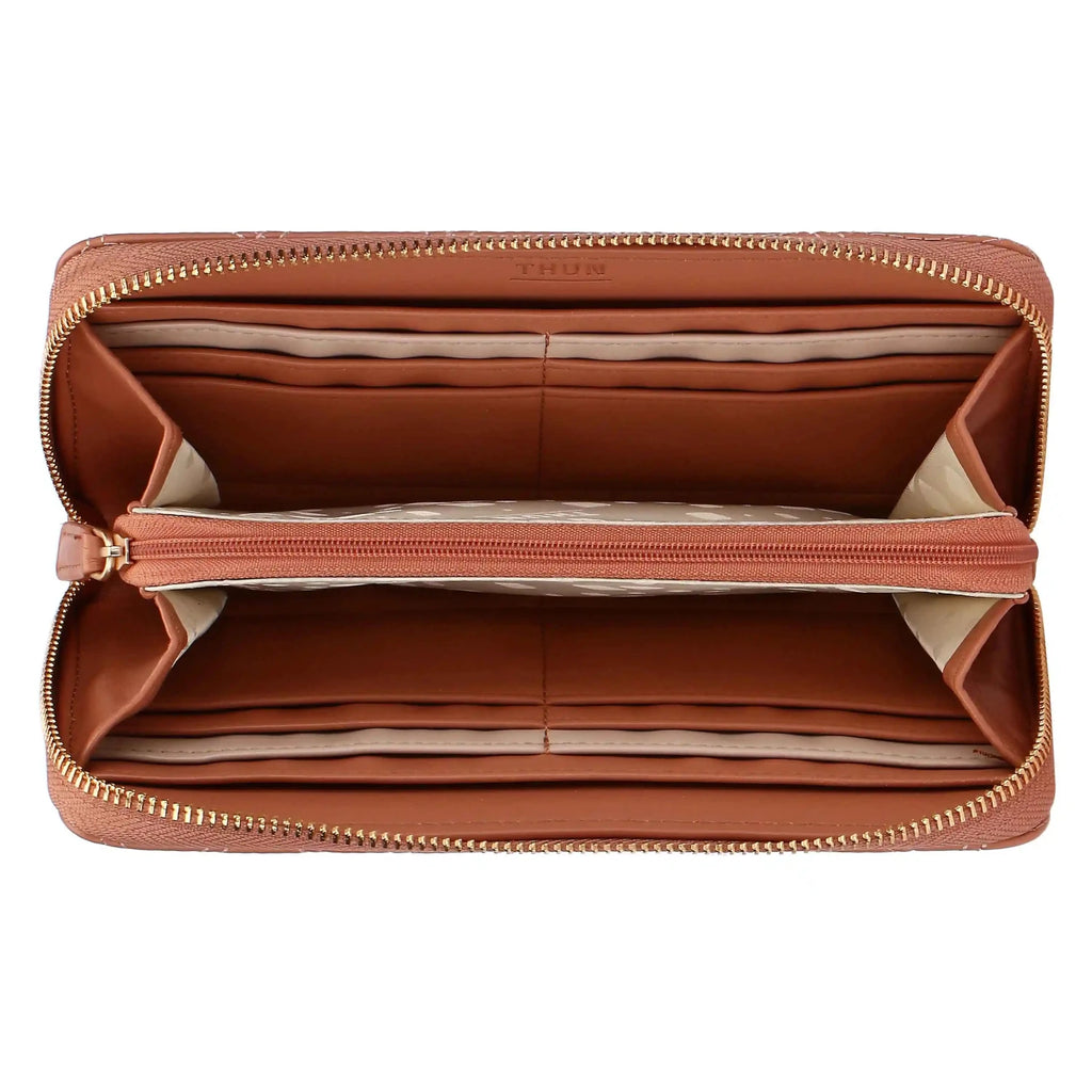 Thun – Portafoglio trapuntato con zip around, moka| Rohome | Rohome