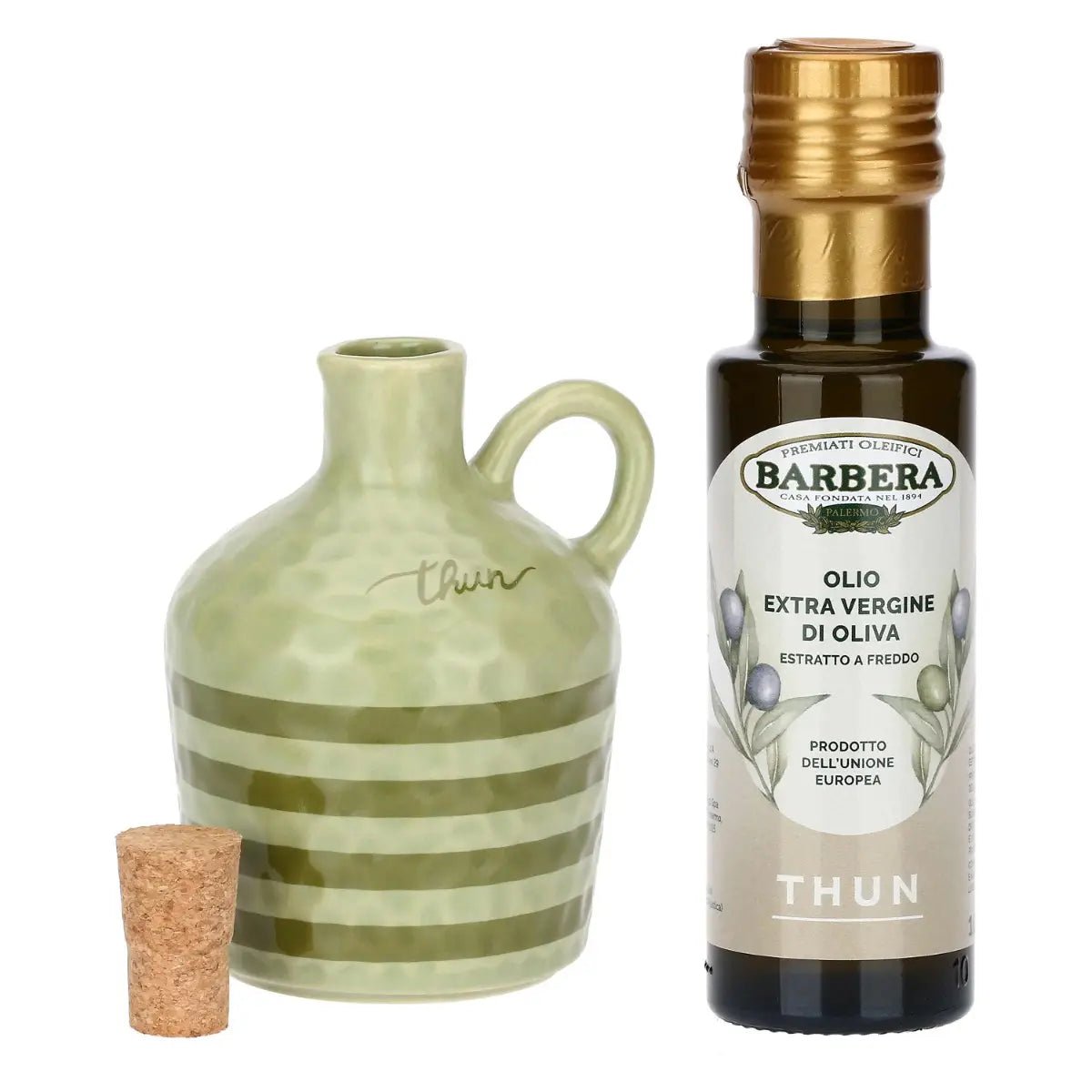 Thun - Set Oliera con olio in ceramica verde antico | Rohome | Rohome