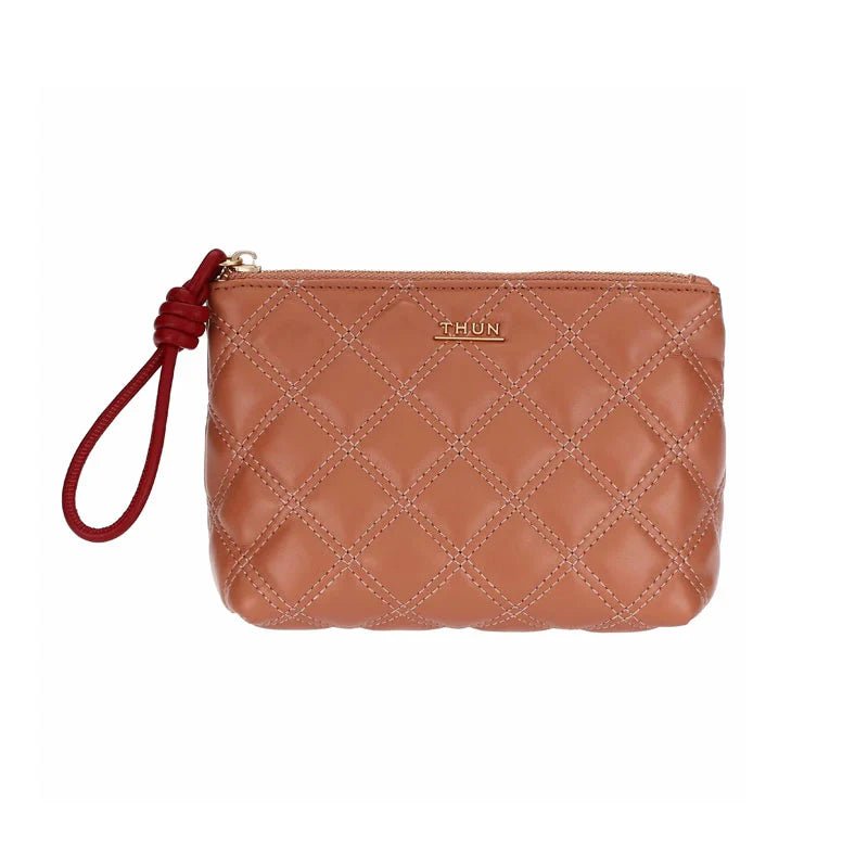 Thun – Trousse in ecopelle trapuntata colore moka/ribes | Rohome | Rohome