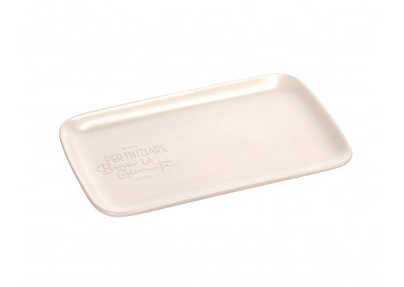 Vassoio in ceramica beige con scritte | Rohome