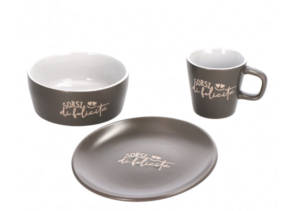 Servizio da colazione in ceramica verde 3 pz | Rohome