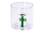 Bicchiere in vetro con decoro margherita interno 3d | rohome