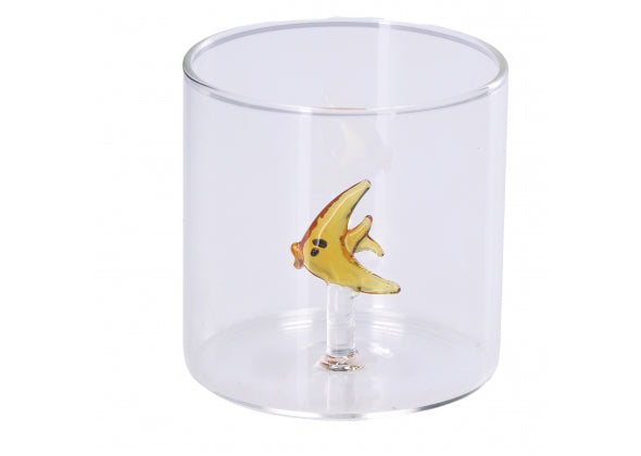 Bicchiere in vetro con decoro tartaruga interno 3d | rohome