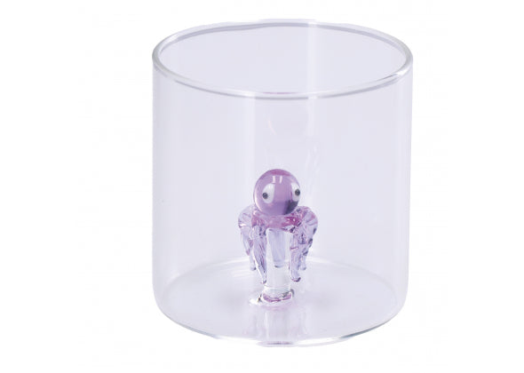 Bicchiere in vetro con decoro tartaruga interno 3d | rohome