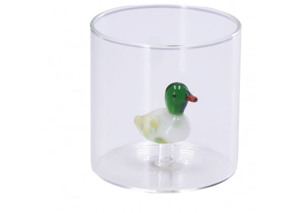 Bicchiere in vetro con decoro tartaruga interno 3d | rohome