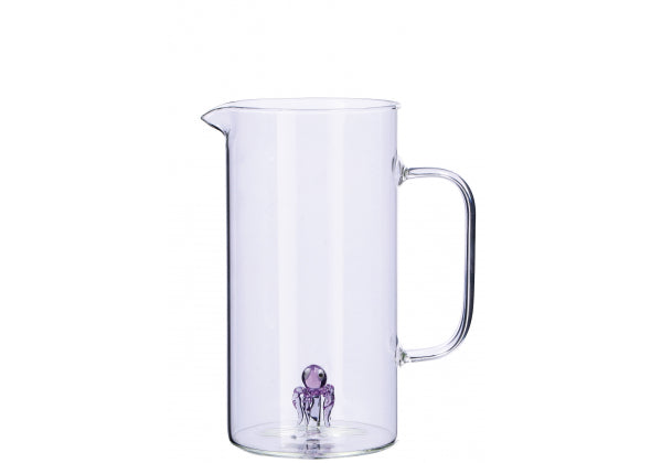 Caraffa in vetro con decoro quadrifoglio interno 3d | rohome