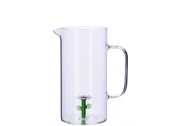 Caraffa in vetro con decoro quadrifoglio interno 3d | rohome