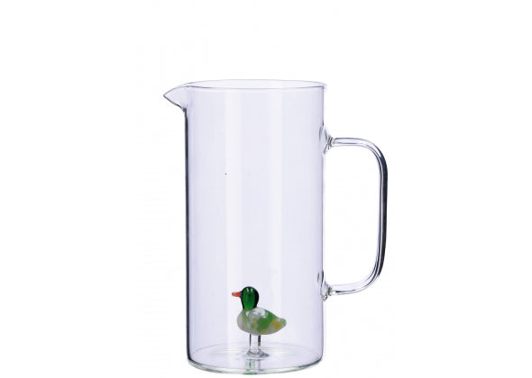 Caraffa in vetro con decoro quadrifoglio interno 3d | rohome