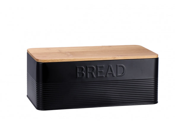 Portapane in metallo con tappo in legno nero | Rohome