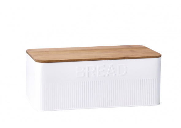 Portapane in metallo con tappo in legno bianco| Rohome
