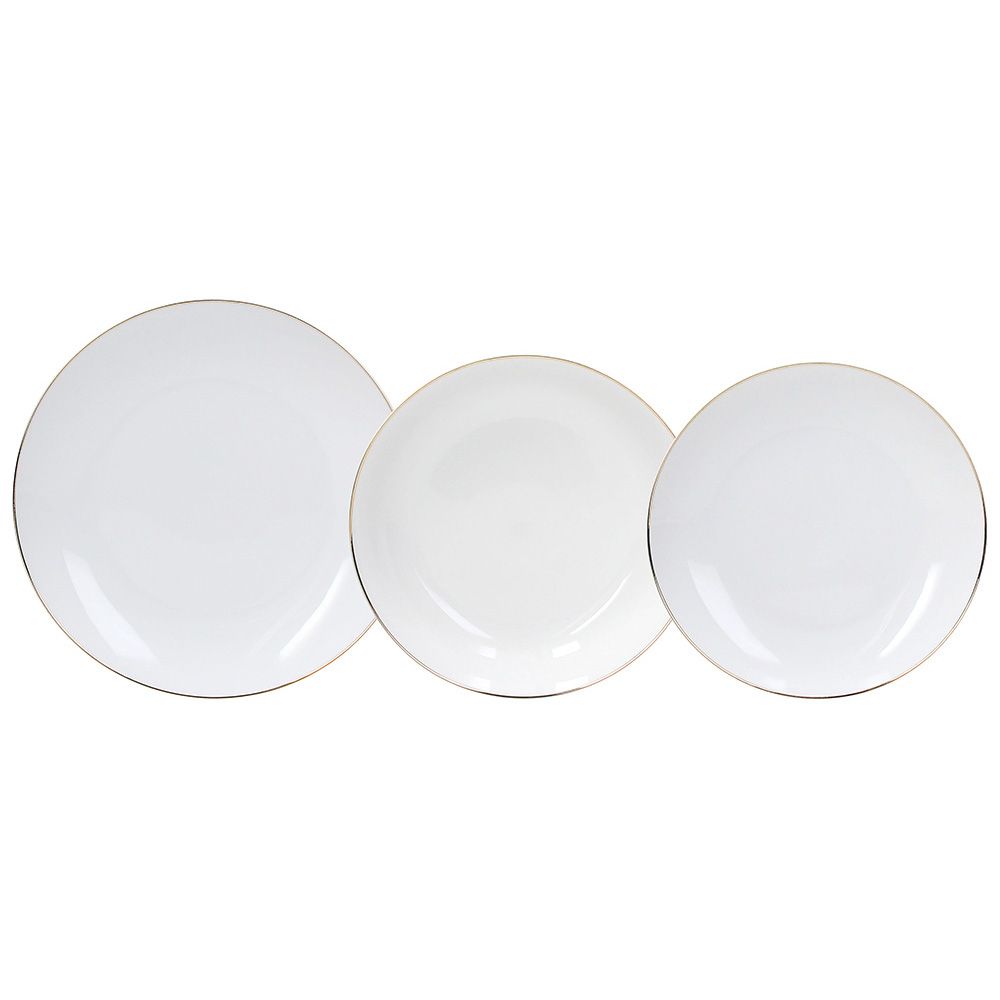 Tognana - Servizio tavola 18 pezzi Filo Oro Porcellana Bianco | rohome | Rohome