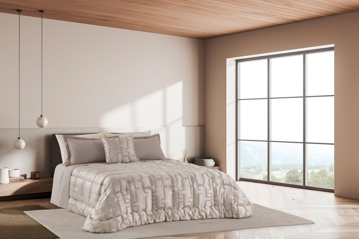 Trapunta matrimoniale motivo geometrico assortito jacquard | Rohome