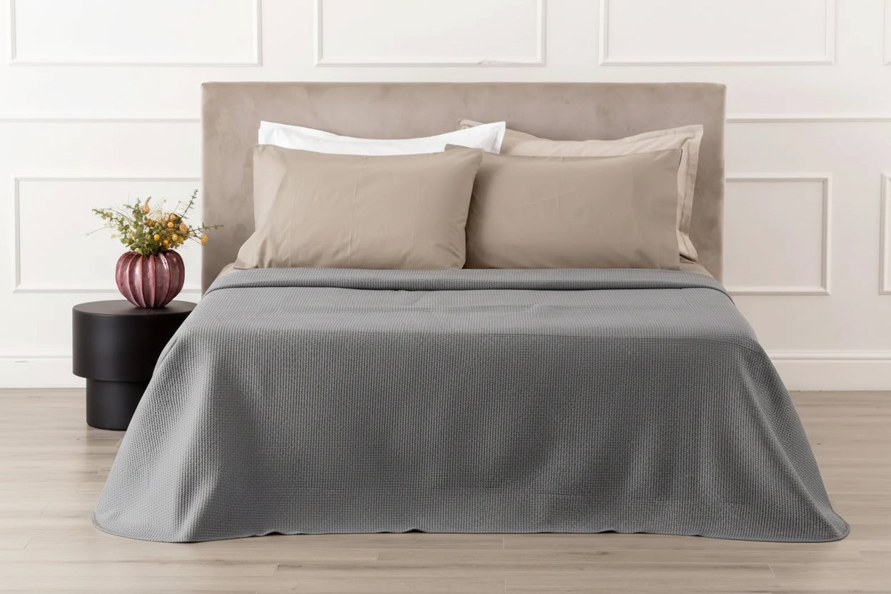 Trapuntino Capri satinato singolo grigio | Rohome | Rohome