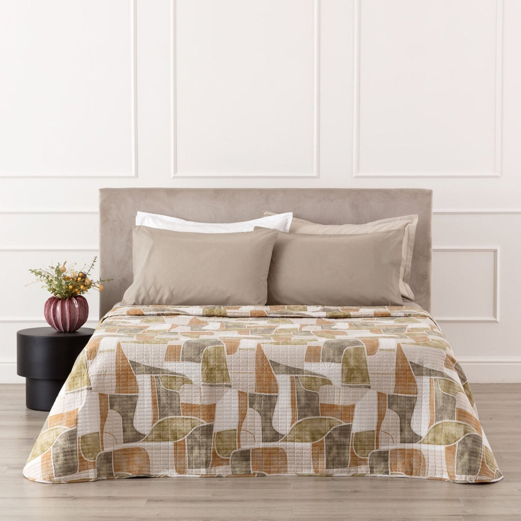 Trapuntino matrimoniale Teren beige - verde| Rohome | Rohome