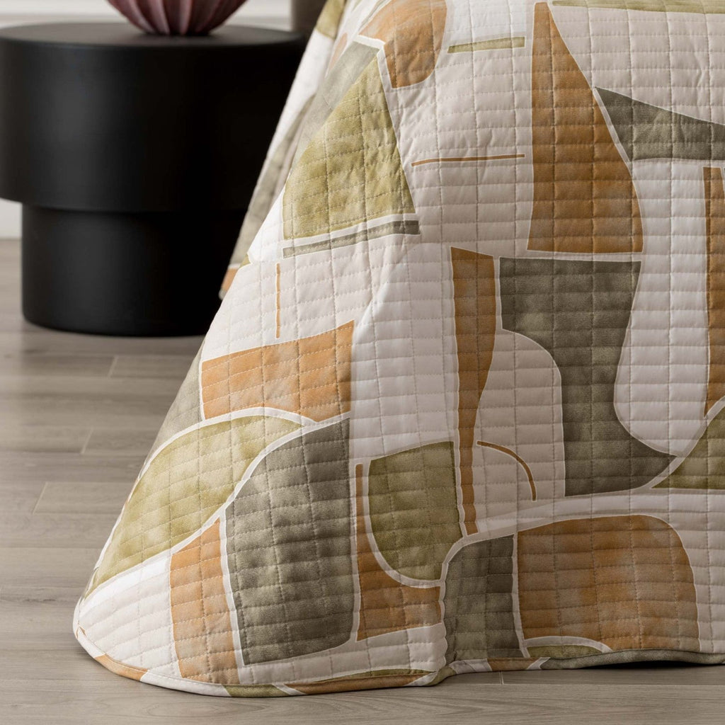 Trapuntino matrimoniale Teren beige - verde| Rohome | Rohome