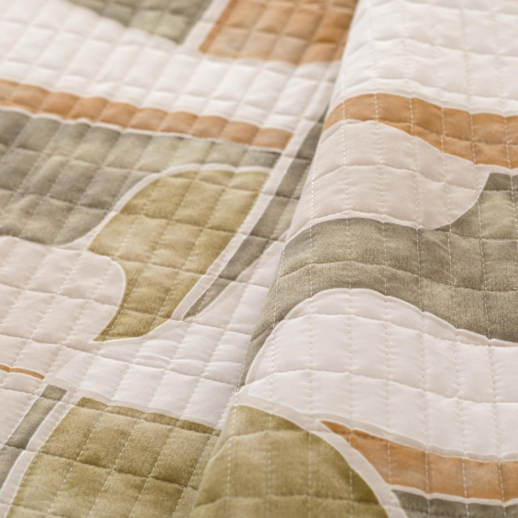 Trapuntino matrimoniale Teren beige - verde| Rohome | Rohome
