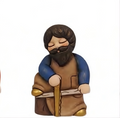 Thun - Personaggio falegname presepe in ceramica blu | Rohome