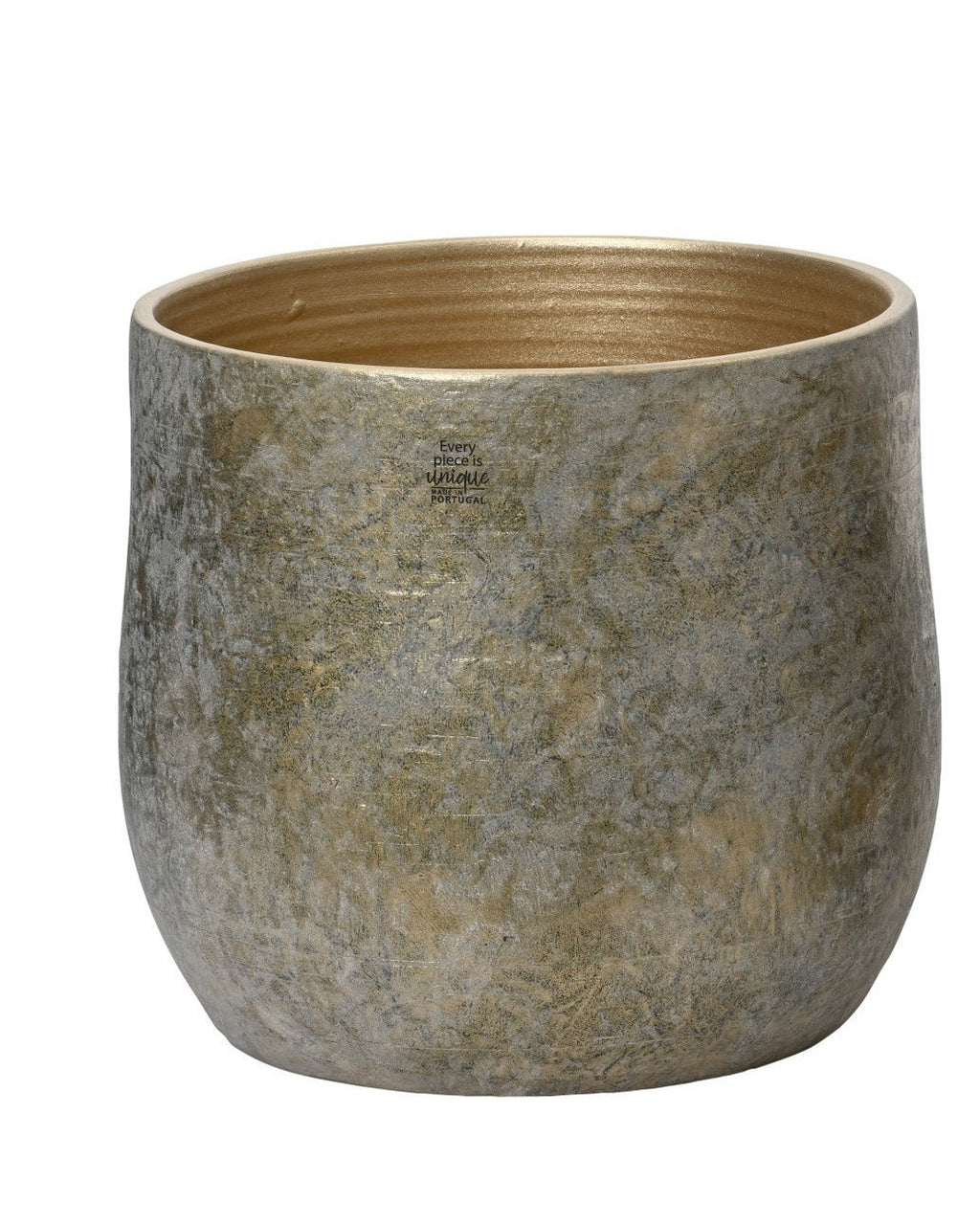 Vaso cachepot in terracotta grigio sfumato oro | Rohome | Rohome