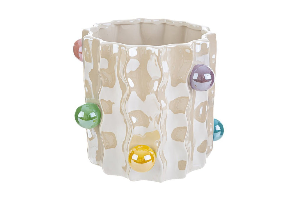 Vaso in ceramica con perle h16 | rohome | Rohome