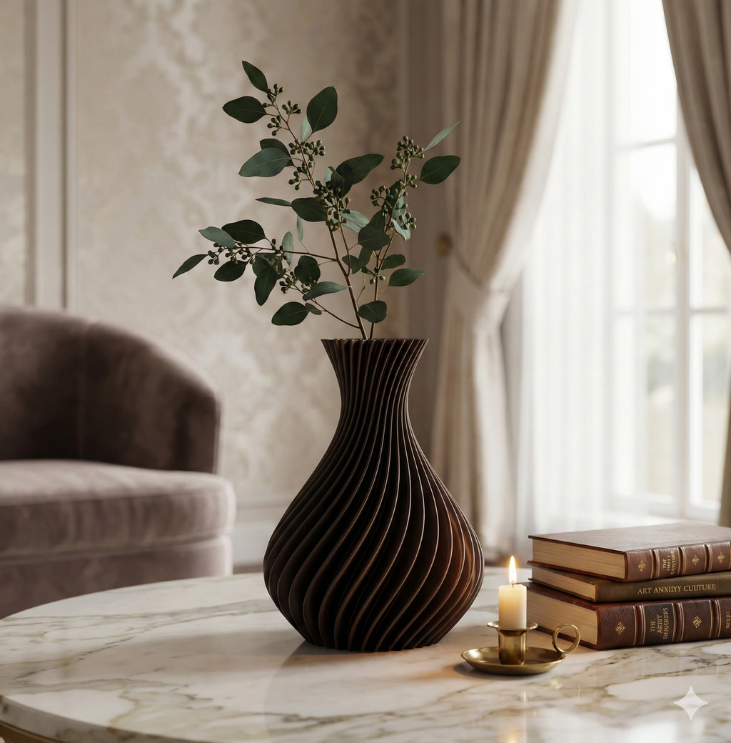 Vaso spirale Melaverde in PLA H.26cm wengè | Rohome