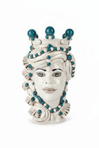 Verus - Testa di moro mediterraneo Lady ottanio e bianco h.35 | rohome | Rohome