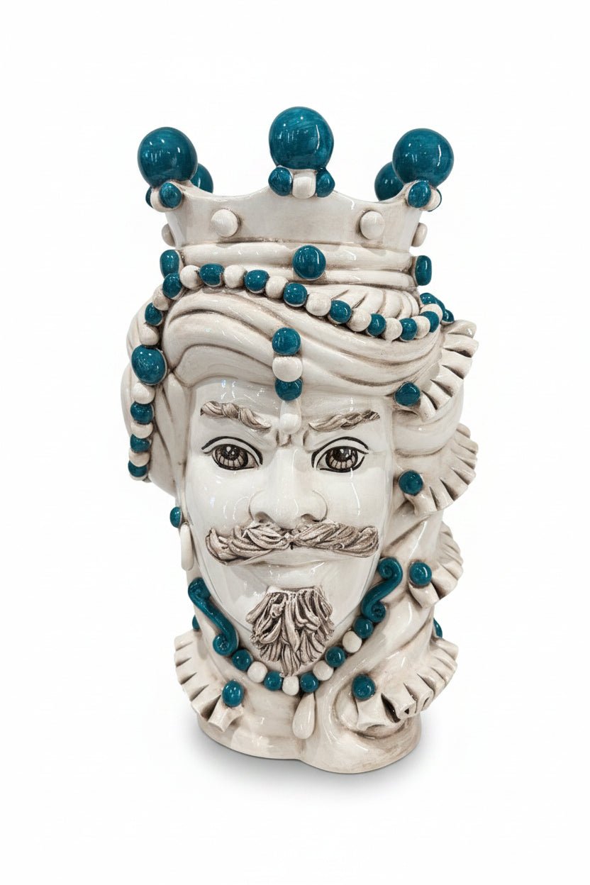Verus - Testa di moro mediterraneo Man ottanio e bianco h.35 | Rohome | Rohome