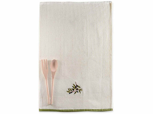 Asciugapiatti in cotone con posate in legno | rohome | Rohome