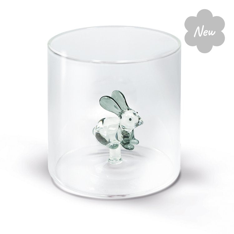 Wd - bicchiere in vetro decoro coniglio | rohome - Rohome