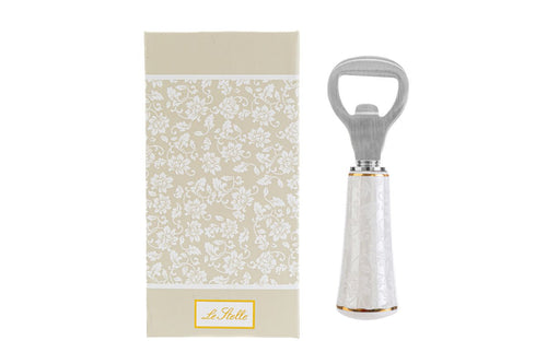 Bomboniera apribottiglia ceramica white e gold | rohome | Rohome