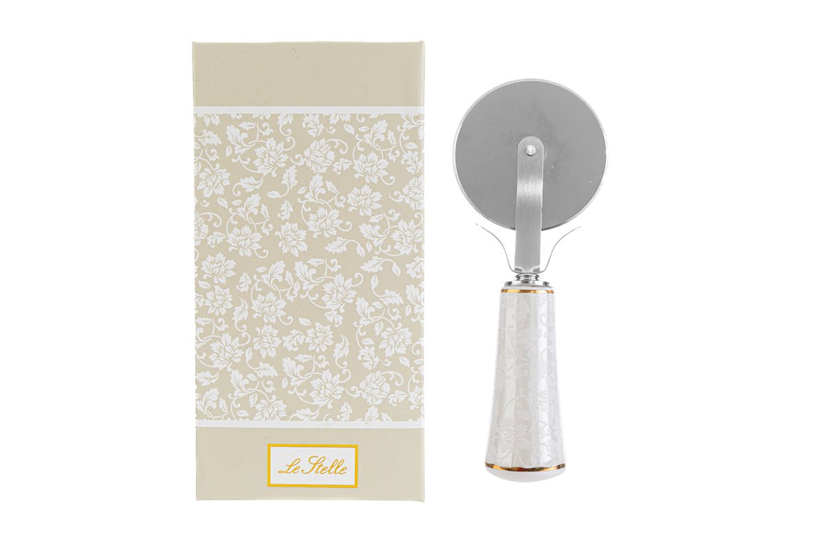 Bomboniera taglia pizza ceramica white e gold | rohome - Rohome