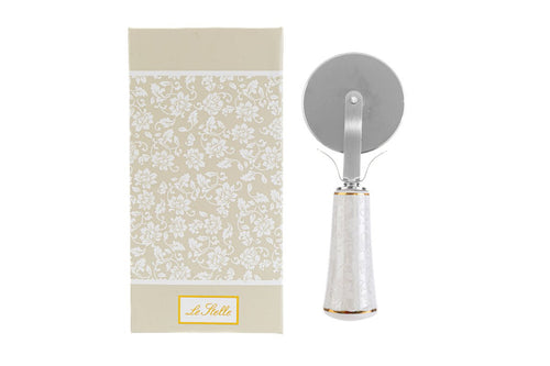 Bomboniera taglia pizza ceramica white e gold | rohome | Rohome