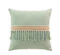 Cuscino 45x45cm verde salvia con frangia iuta | rohome | Rohome