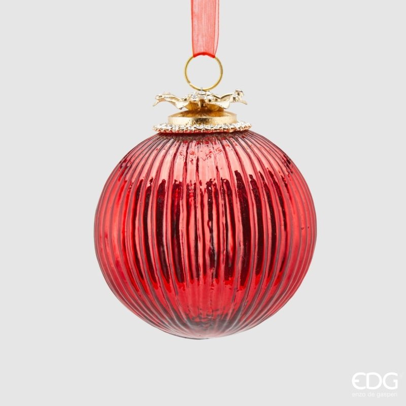 Edg - palla di natale in vetro righe red | rohome - Rohome