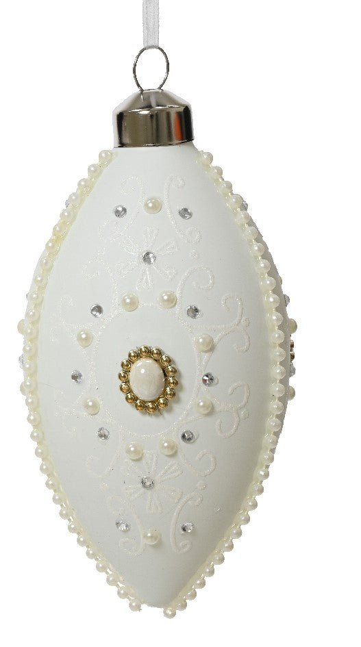 Palla di natale in vetro bianco con gemme | rohome - Rohome