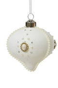 Palla di natale in vetro bianco con gemme | rohome | Rohome