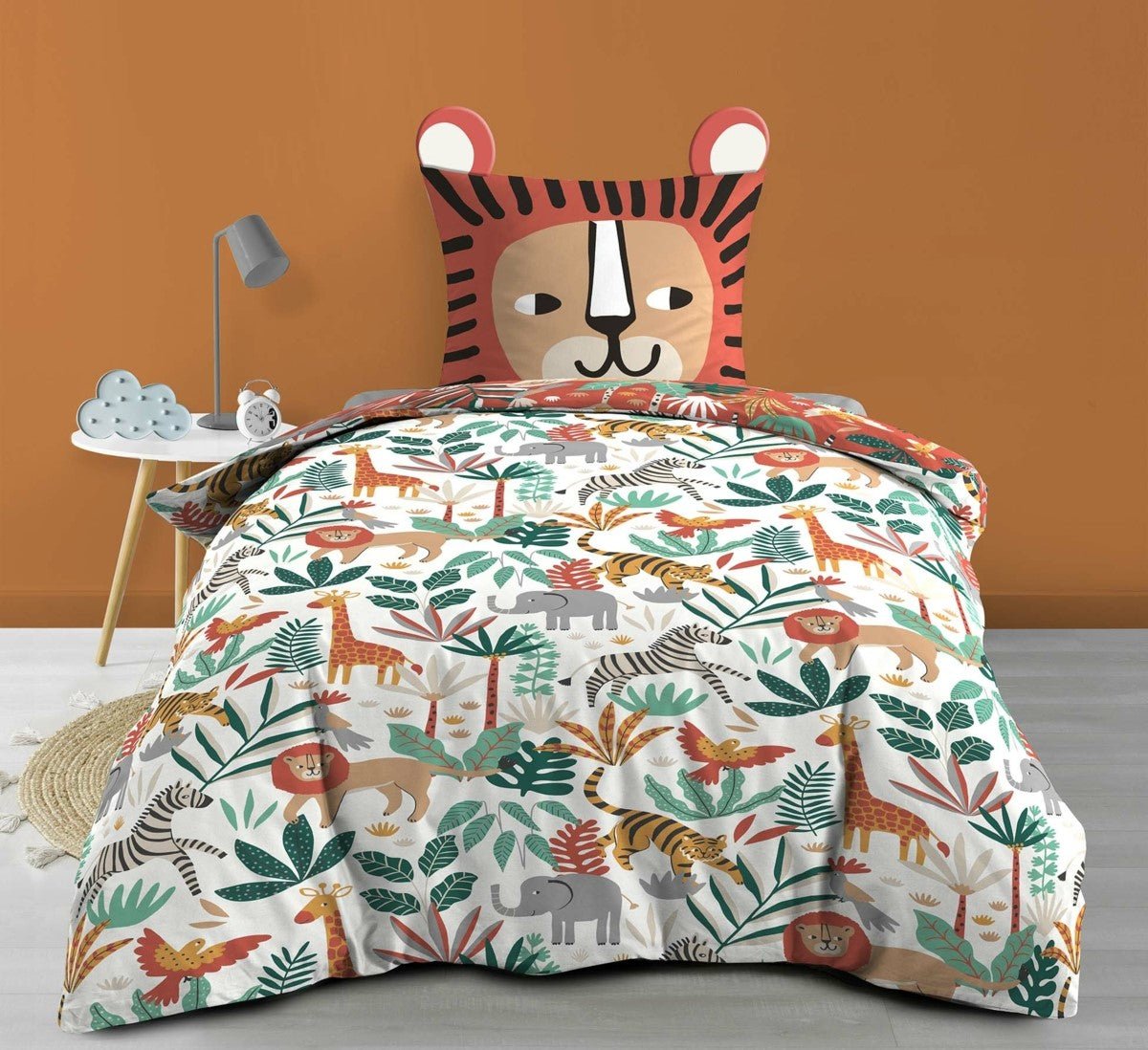 COTTON ARTean Copripiumino Per Bambini REX Con Dinosauri: Morbido In Microfibra Per Letto 90 Cm | Set Con Federa, Lenzuola Reversibili, Biancheria Letto
