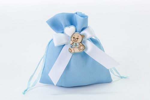 SACCHETTO CELESTE IN COTONE CON ORSETTO | ROHOME - Rohome - SACCHETTO CELESTE IN COTONE CON ORSETTO | ROHOME -