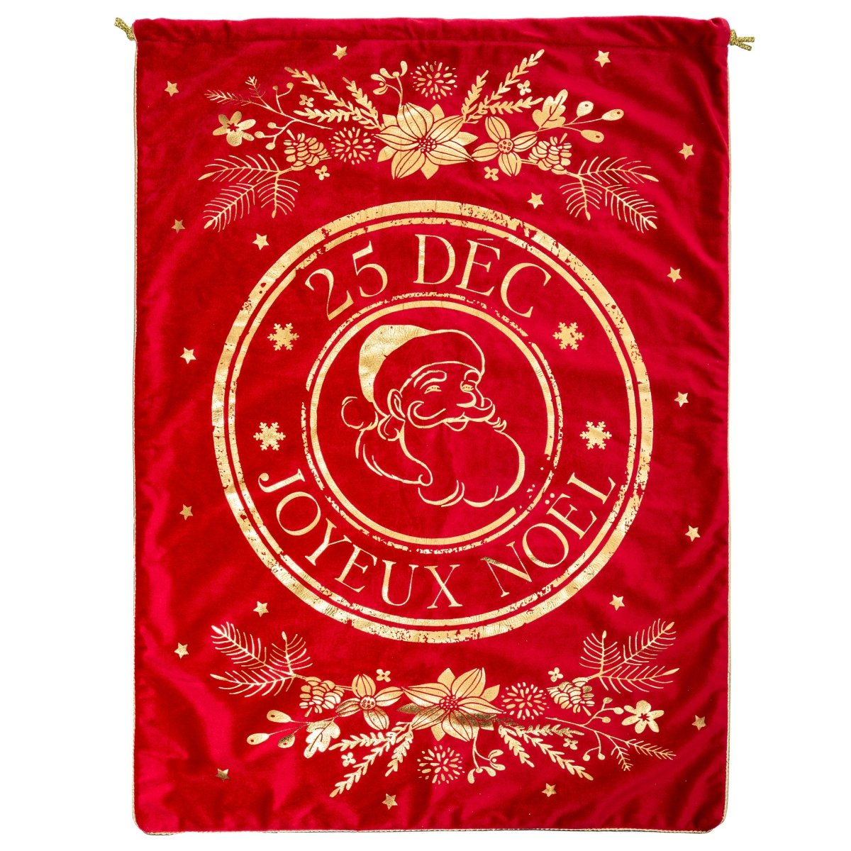 Sacco Natalizio In Cotone Extra Large Con Renna E Coulisse: 75x49 Cm, 38 Litri, Personalizzabile