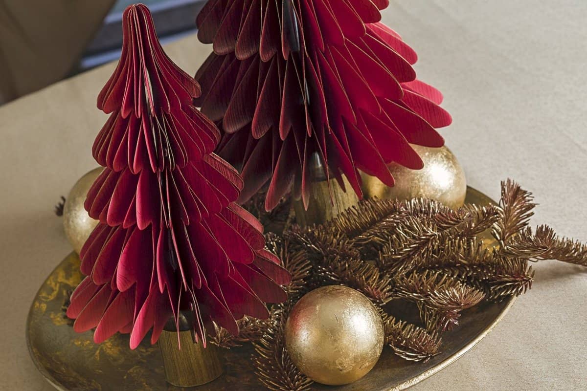 Albero di natale carta rosso con tronco medio | rohome - Rohome