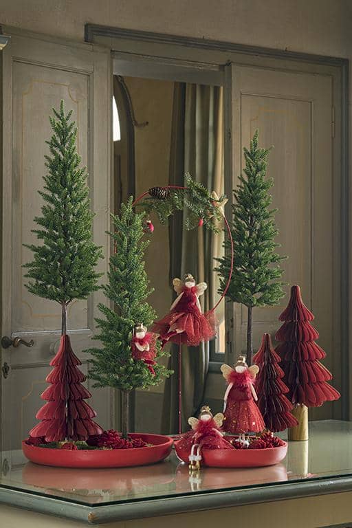 Albero di natale carta rosso con tronco medio | rohome - Rohome